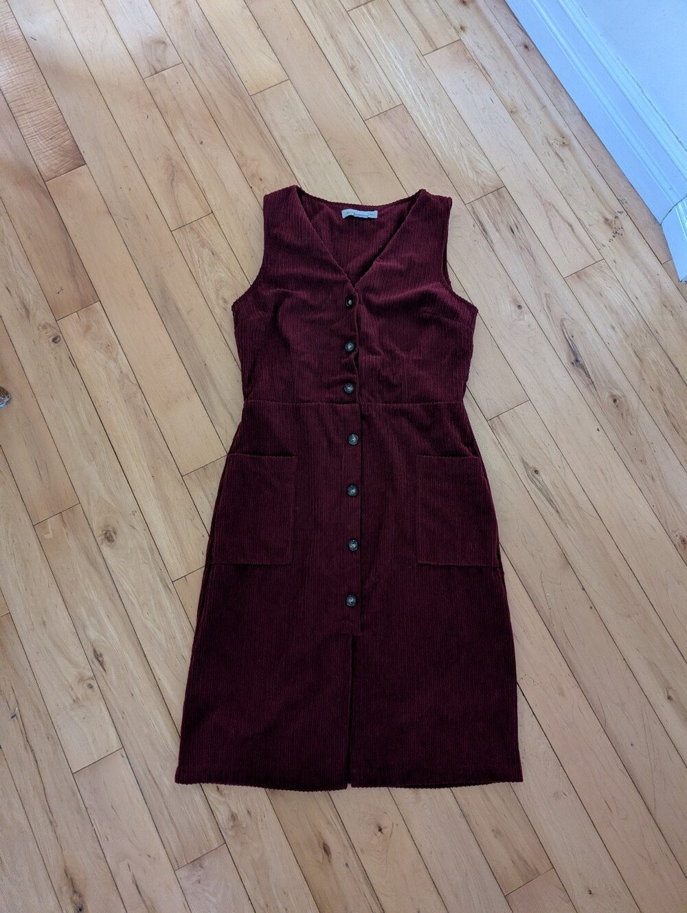 Burgundy Corduroy Sleeveless Dress